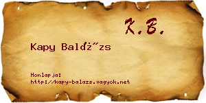 Kapy Balázs névjegykártya